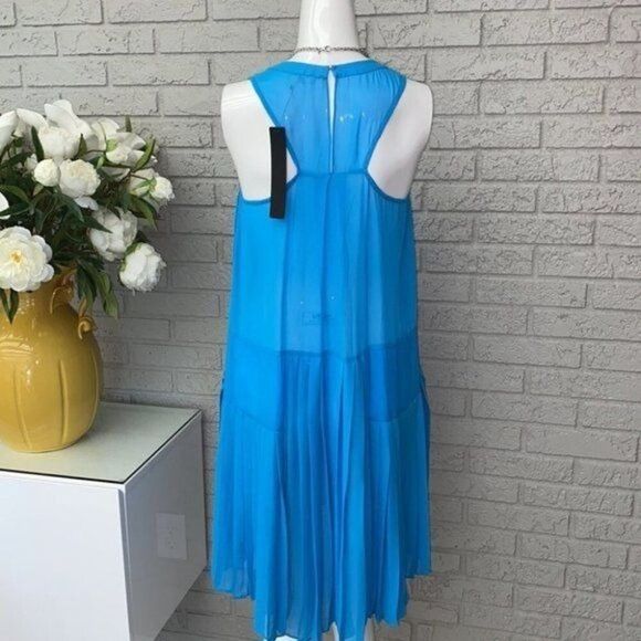 Anthropologie Aryn K Women Drop Waist Pleated Tank Halter Dress Size M - Picture 9 of 13